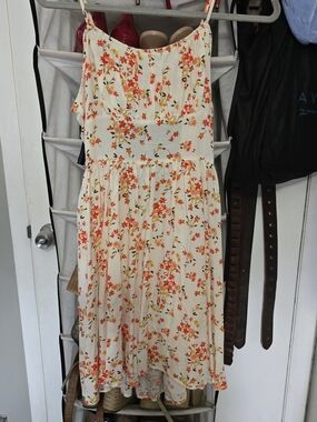 Ci Sono Cream Dress with Orange Floral Print